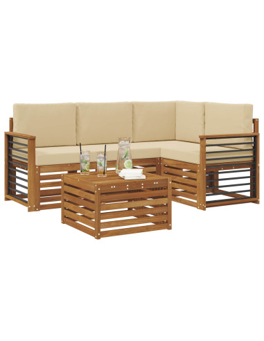 Set di Mobili 5 pcs Naturale e Beige Legno multistrato
