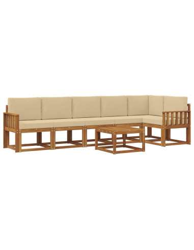 Set di divani da esterno con cuscino 7 pcs Naturale e Beige