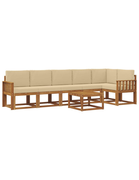 Set di divani da esterno con cuscino 7 pcs Naturale e Beige