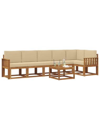 Set di divani da esterno con cuscino 7 pcs Naturale e Beige