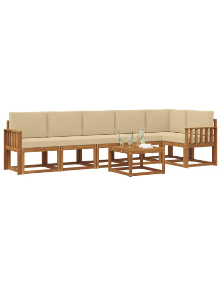Set di divani da esterno con cuscino 7 pcs Naturale e Beige