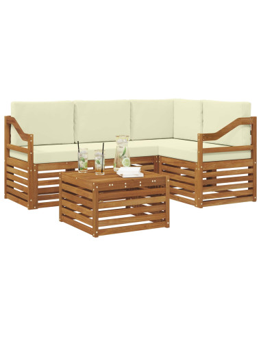 Set di Mobili 5 pcs Naturale e Crema Legno multistrato