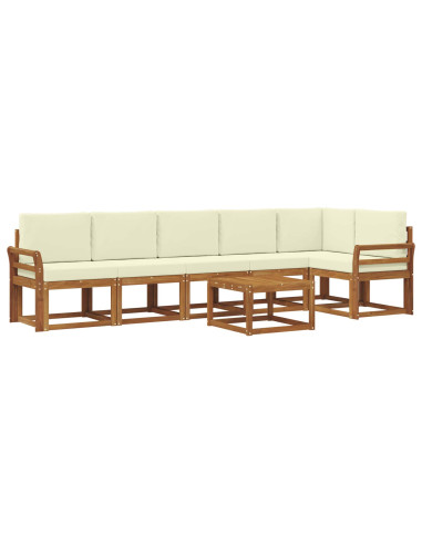 Set di divani da esterno con cuscino 7 pcs Naturale e Crema