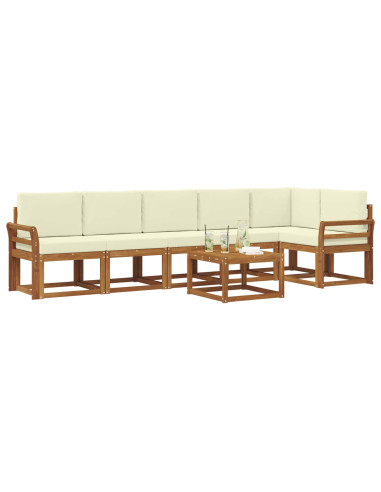 Set di divani da esterno con cuscino 7 pcs Naturale e Crema