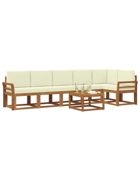 Set di divani da esterno con cuscino 7 pcs Naturale e Crema