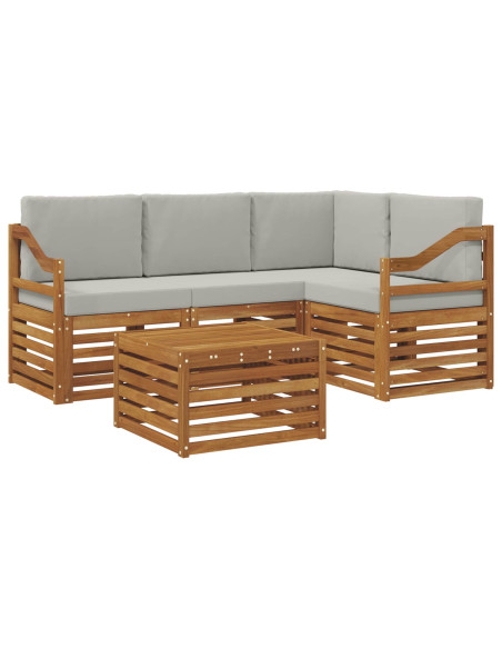 Set di Mobili 5 pcs Grigio Naturale e Chiaro Legno multistrato