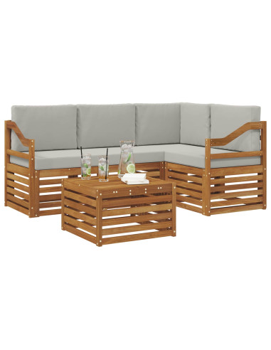 Set di Mobili 5 pcs Grigio Naturale e Chiaro Legno multistrato
