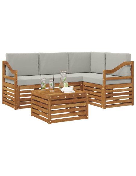 Set di Mobili 5 pcs Grigio Naturale e Chiaro Legno multistrato