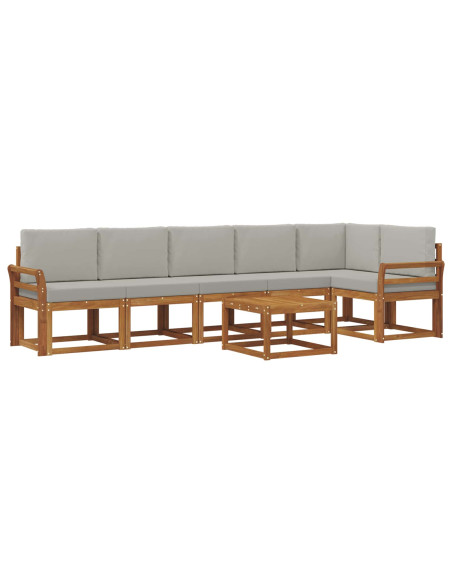 Set di divani da esterno 7 pcs Grigio Naturale e Chiaro