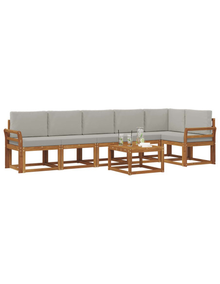 Set di divani da esterno 7 pcs Grigio Naturale e Chiaro