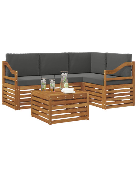 Set di Mobili 5 pcs Naturale e Antracite Legno multistrato