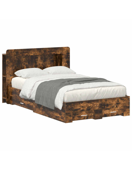 Telaio del letto con storage Rovere Fumo 120 x 190 cm