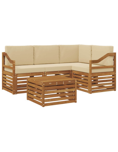 Set di Mobili 5 pcs Naturale e Beige Legno multistrato