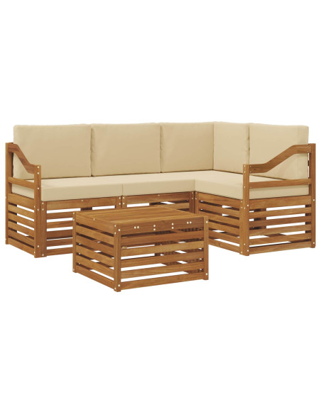 Set di Mobili 5 pcs Naturale e Beige Legno multistrato