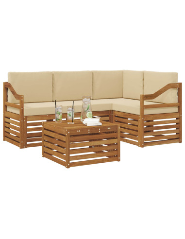 Set di Mobili 5 pcs Naturale e Beige Legno multistrato