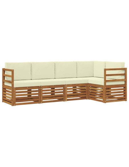Set divani 5 pcs Naturale e Crema Legno di Acacia Massello