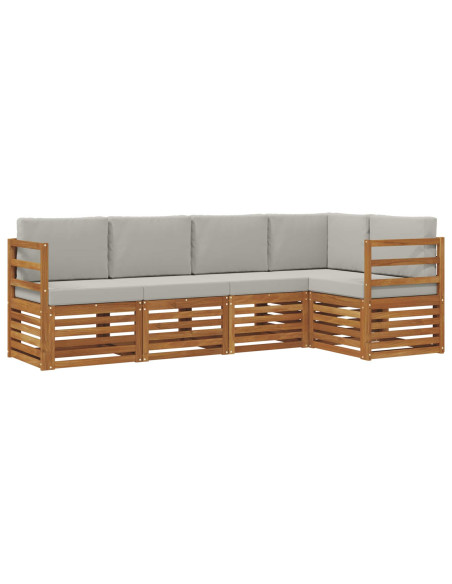 Set divani con cuscino 5 pcs Grigio Naturale e Chiaro