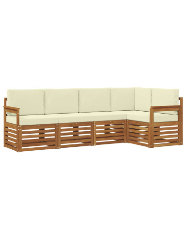 Set divani 5 pcs Naturale e Crema Legno di Acacia Massello
