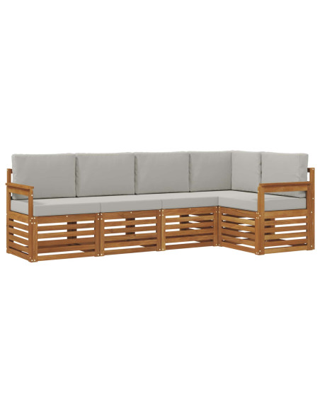 Set divani con cuscino 5 pcs Grigio Naturale e Chiaro