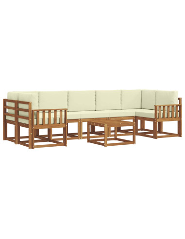 Set di divani da esterno con cuscino 8 pcs Naturale e Crema