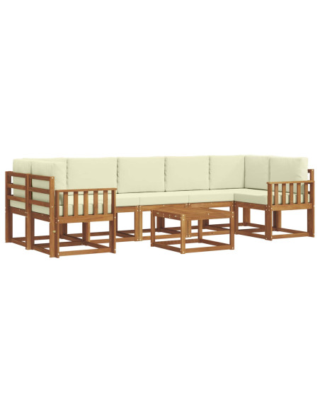 Set di divani da esterno con cuscino 8 pcs Naturale e Crema