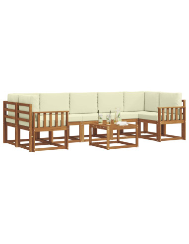 Set di divani da esterno con cuscino 8 pcs Naturale e Crema