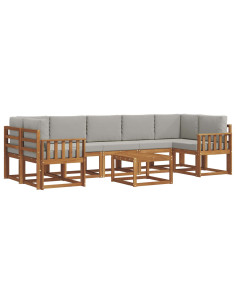 Set di divani da esterno 8 pcs Grigio Naturale e Chiaro 2