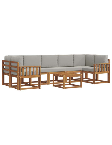 Set di divani da esterno 8 pcs Grigio Naturale e Chiaro
