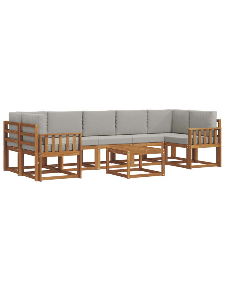 Set di divani da esterno 8 pcs Grigio Naturale e Chiaro