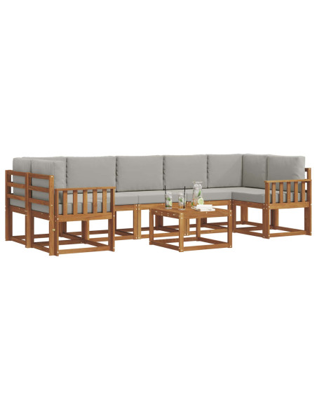 Set di divani da esterno 8 pcs Grigio Naturale e Chiaro