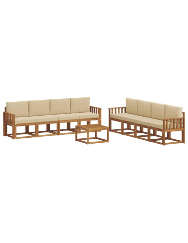 Set di divani da esterno con cuscino 9 pcs Naturale e Beige