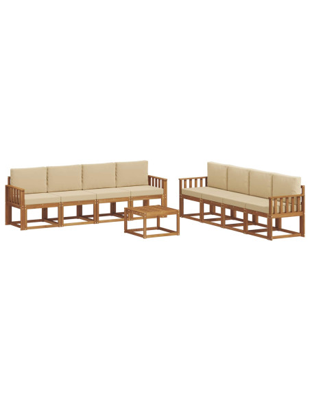 Set di divani da esterno con cuscino 9 pcs Naturale e Beige