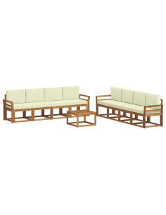 Set di divani da esterno con cuscino 9 pcs Naturale e Crema 2