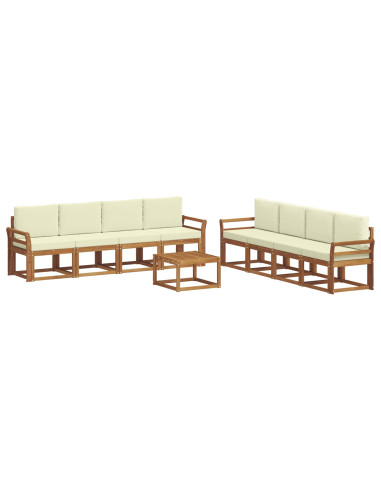 Set di divani da esterno con cuscino 9 pcs Naturale e Crema