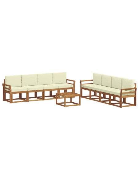 Set di divani da esterno con cuscino 9 pcs Naturale e Crema