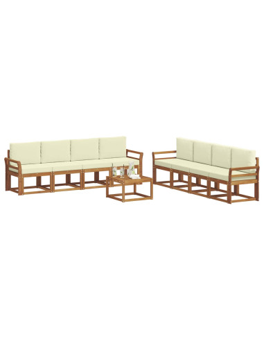 Set di divani da esterno con cuscino 9 pcs Naturale e Crema