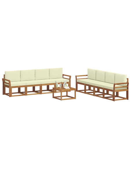 Set di divani da esterno con cuscino 9 pcs Naturale e Crema