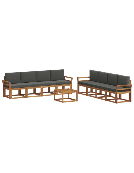 Set di divani da esterno con cuscino 9 pcs Naturale e Antracite