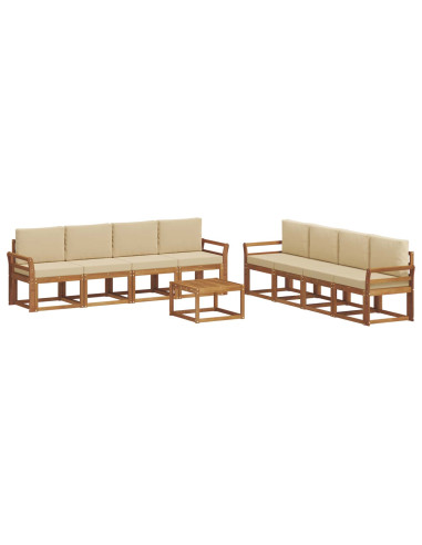 Set di divani da esterno con cuscino 9 pcs Naturale e Beige