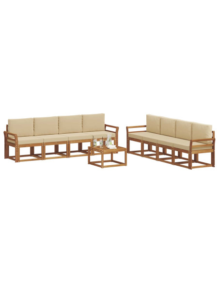 Set di divani da esterno con cuscino 9 pcs Naturale e Beige