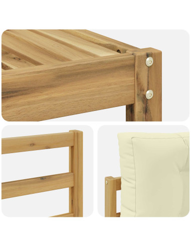 Set di divani da esterno 4 pcs Bianco e Crema Poliestere