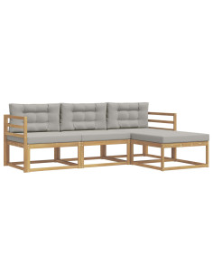 Set di divani da esterno 4 pcs Bianco e Grigio Chiaro 2