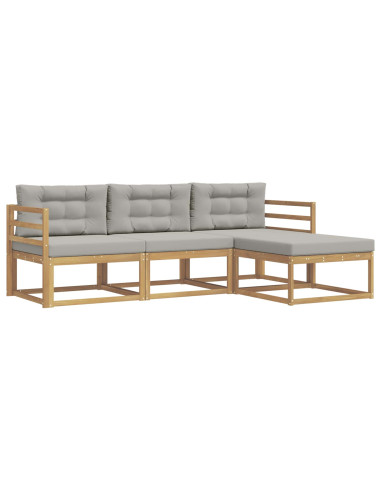 Set di divani da esterno 4 pcs Bianco e Grigio Chiaro