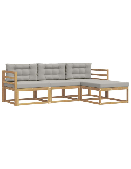 Set di divani da esterno 4 pcs Bianco e Grigio Chiaro
