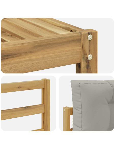 Set di divani da esterno 4 pcs Bianco e Grigio Chiaro