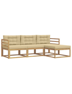 Set di divani da esterno 4 pcs Bianco e Beige Poliestere 2