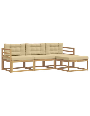 Set di divani da esterno 4 pcs Bianco e Beige Poliestere