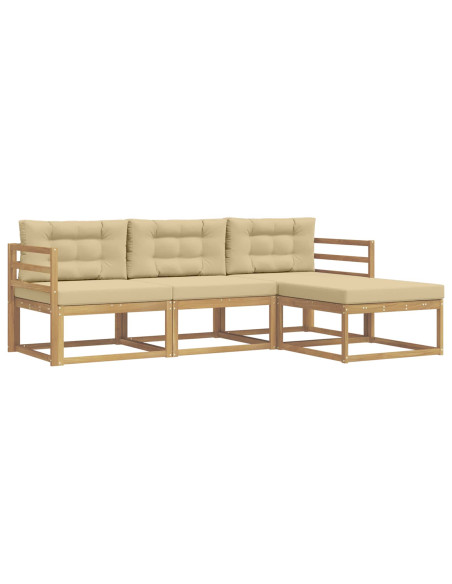 Set di divani da esterno 4 pcs Bianco e Beige Poliestere