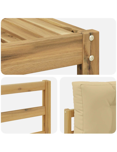 Set di divani da esterno 4 pcs Bianco e Beige Poliestere