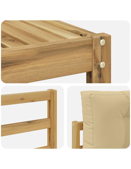 Set di divani da esterno 4 pcs Bianco e Beige Poliestere